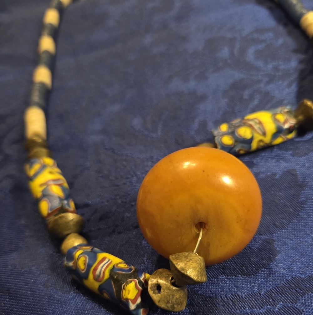 Vintage African Amber & Millifiori Necklace - Picture 2 of 6